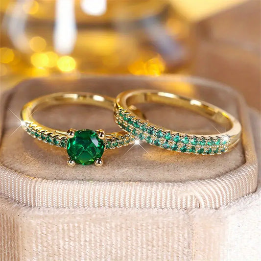 Serena Smaragd Duo Ring Sett | Gull
