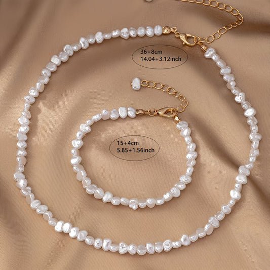 Barokk Perle Halskjede & Armbånd Sett