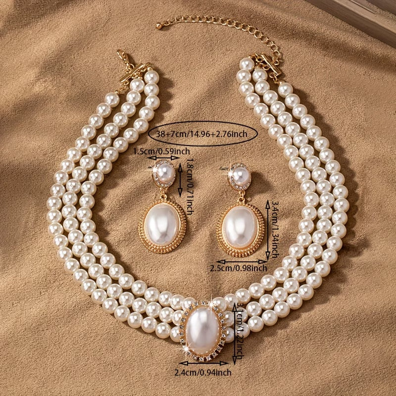 Vintage Perle Strand Smykke Sett