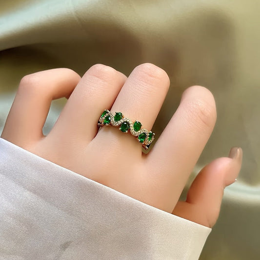 Calira Sparkling Smaragd Åpen Ring | Gull