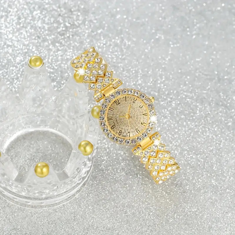 Luxe Radiance Gull Klokke & Armbånd Sett | Gull