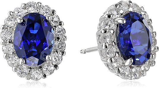 Oval Hvit Safir Stud Øredobber | Hvitt Gull
