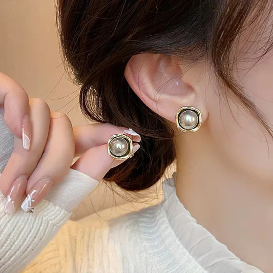 Premium Svart Perle Stud Øredobber