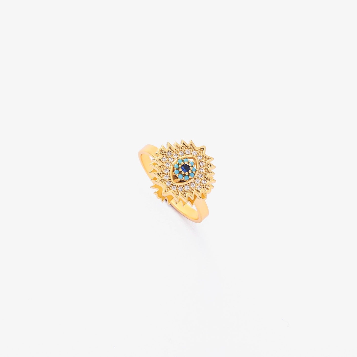 Safir Sunburst Spinnende Ring | Gull