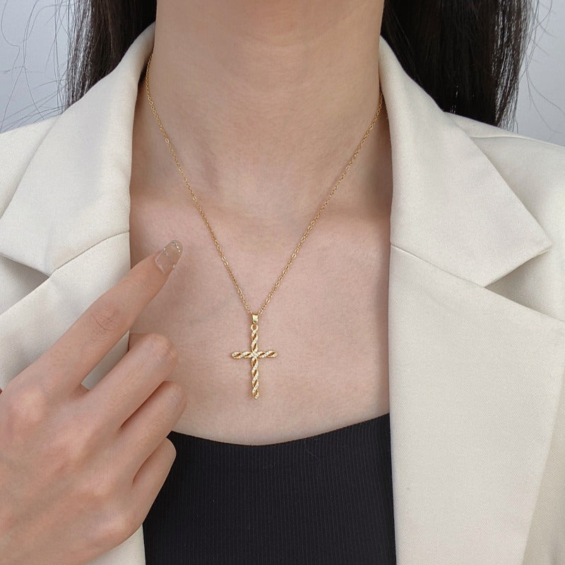 Krystall Twist Kors Halskjede | Gull