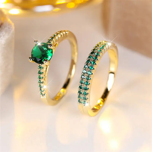 Serena Smaragd Duo Ring Sett | Gull