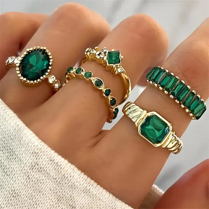 Zarina Exquisite Smaragd Ring Sett | Gull