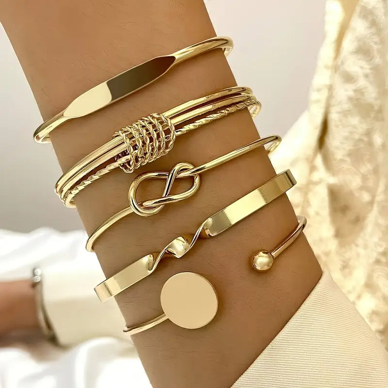 Knotted Elegance Armbånd Sett | Gull