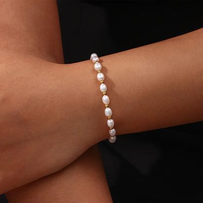Elegant Perle og Gull Armbånd