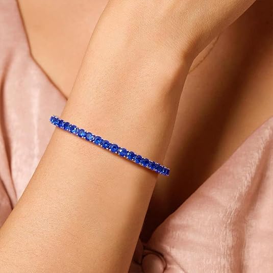 Safir Tennisarmbånd | Hvitt Gull