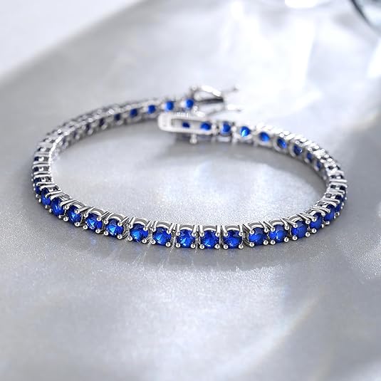 Safir Tennisarmbånd | Hvitt Gull