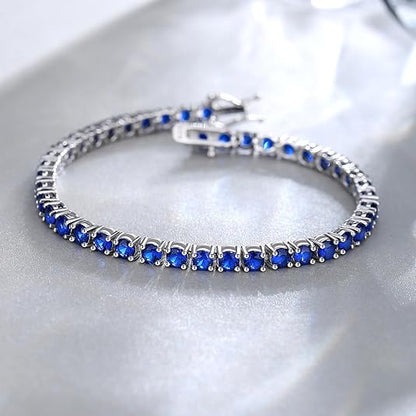 Safir Tennisarmbånd | Hvitt Gull