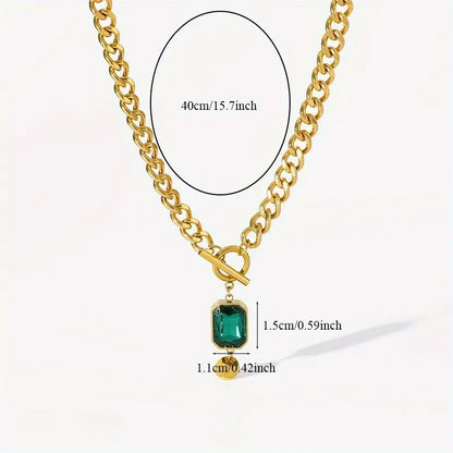 Chunky Kjede Smaragd Anhengshalskjede | Gull