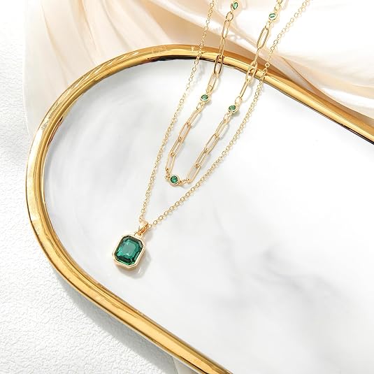 Smaragd Clover Anhengshalskjede | Gull
