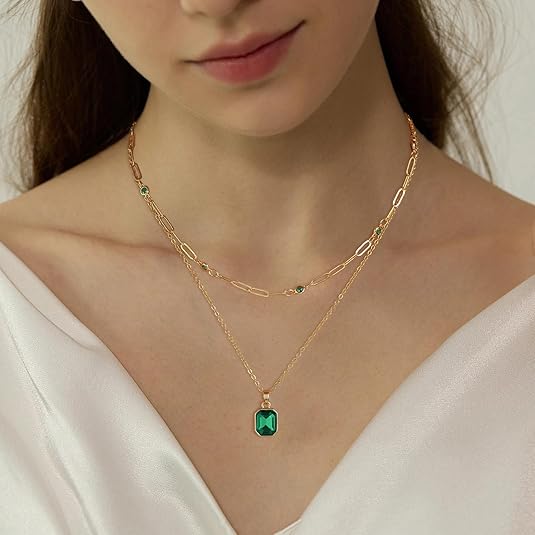 Smaragd Clover Anhengshalskjede | Gull