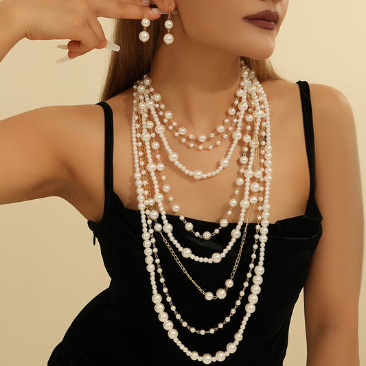 Boho Flerlags Perle Statement Sett