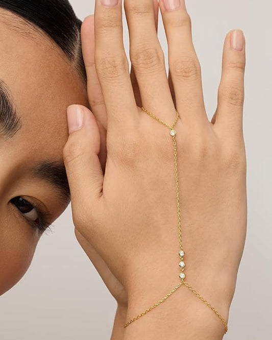 Perlet Handchain Armbånd | Gull