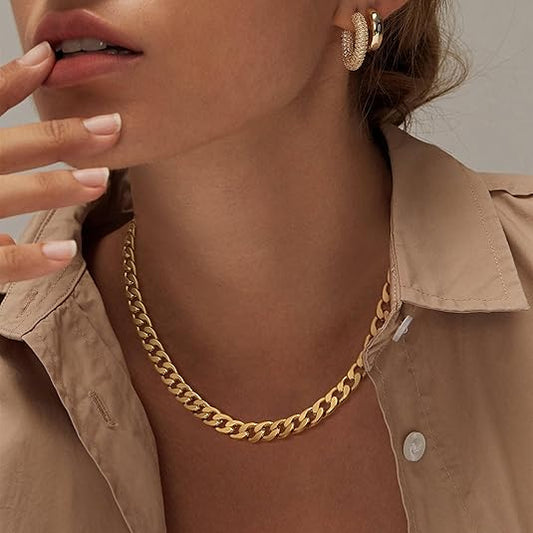 Chunky Cubansk Lenke Halskjede | Gull
