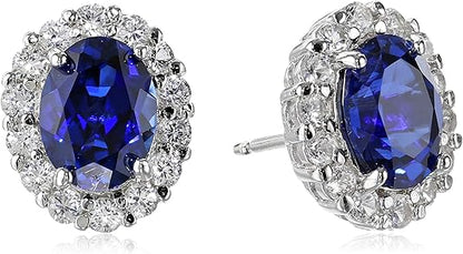 Oval Hvit Safir Stud Øredobber | Hvitt Gull