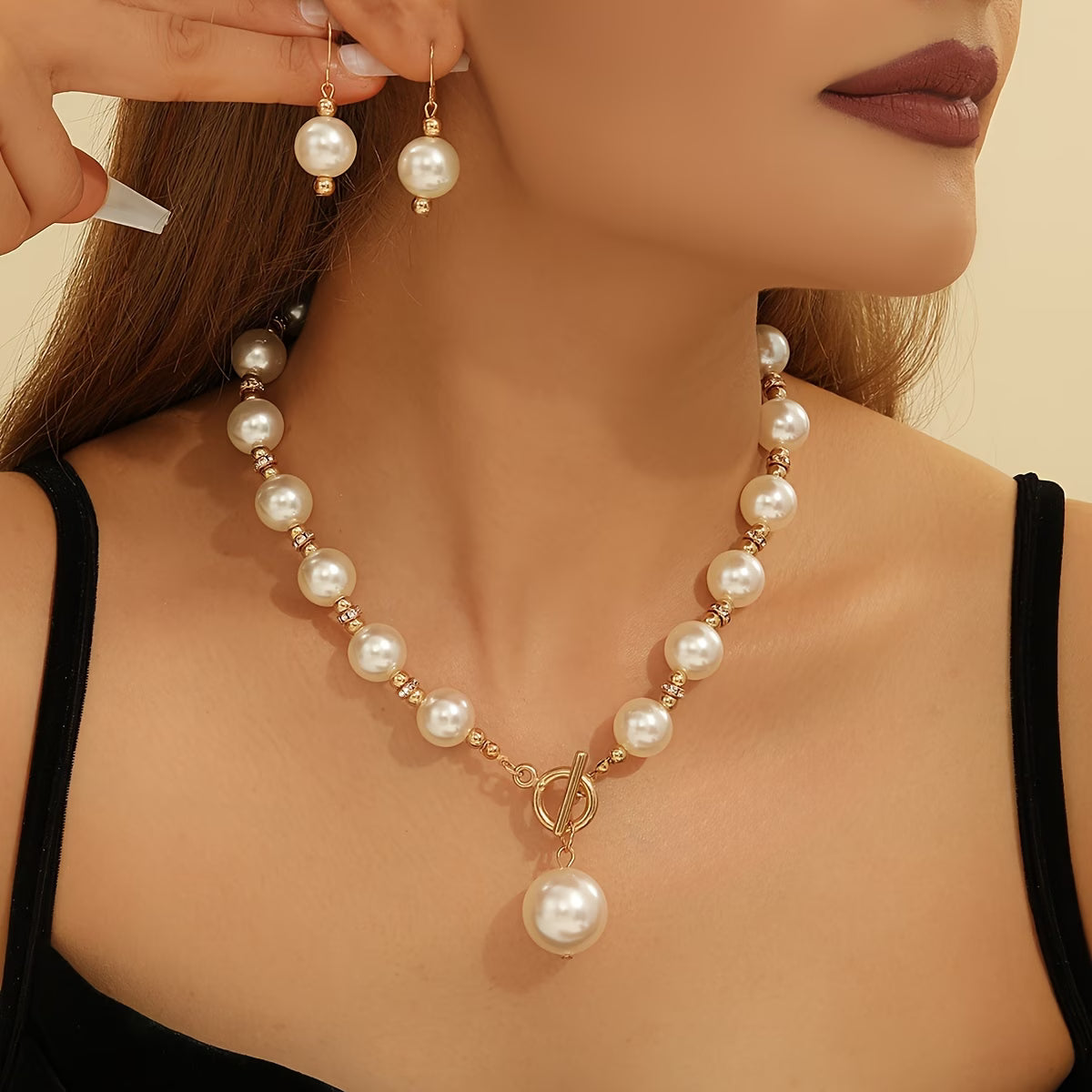 Chunky Perle Statement Halskjede Sett