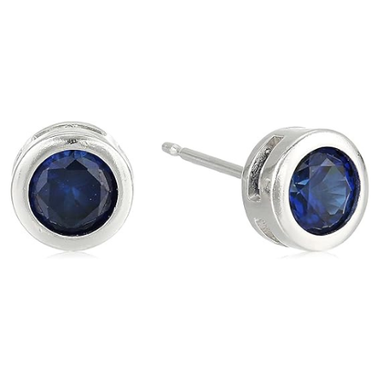 Safir Bezel Stud Øredobber | Hvitt Gull