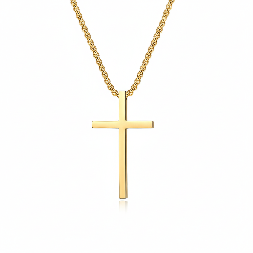 Bezel Kors Halskjede | Gull