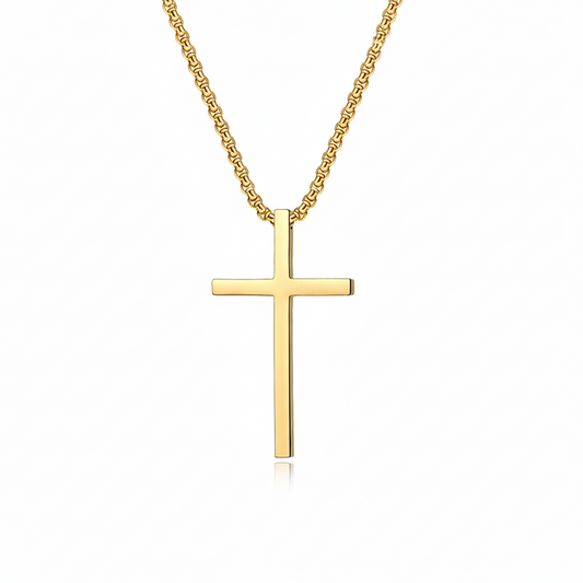 Bezel Kors Halskjede | Gull