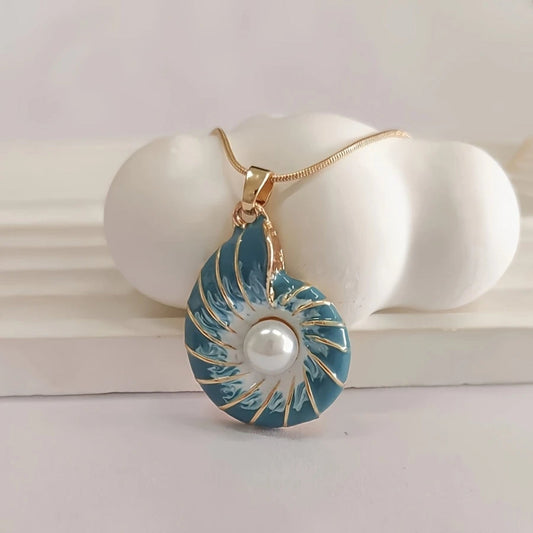 Seashell Perle Gull Halskjede