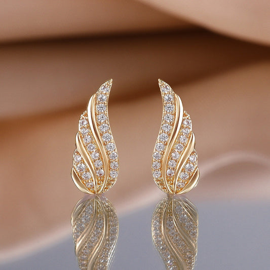 Moderne Leaf Pavé Øredobber | Gull