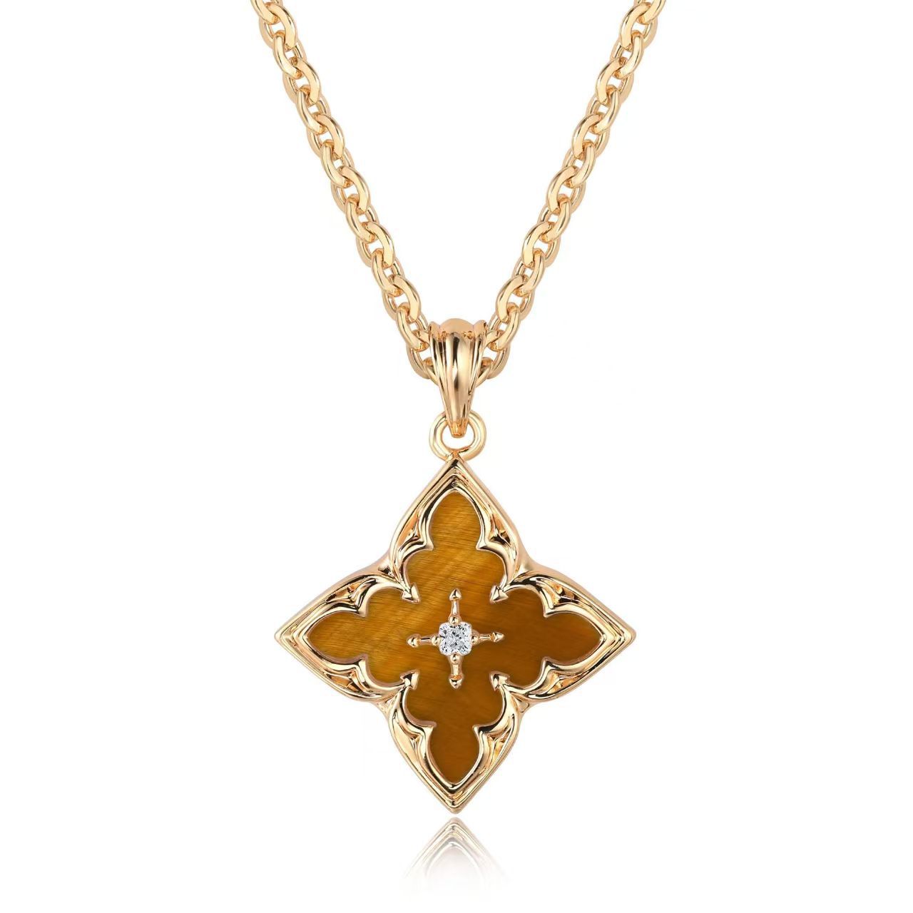 Brun Clover Anhengshalskjede | Gull