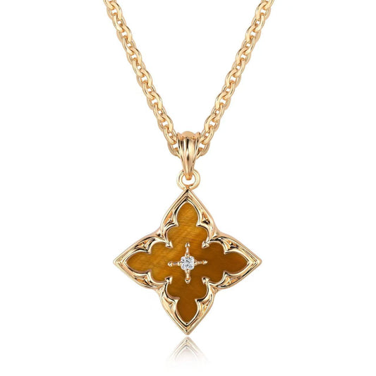 Brun Clover Anhengshalskjede | Gull