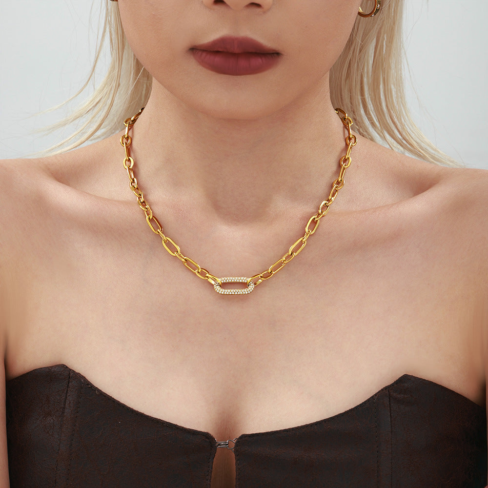 Paved Chunky Kjede Lenke Smykke Sett | Gull
