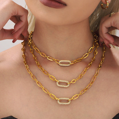 Paved Chunky Kjede Lenke Smykke Sett | Gull