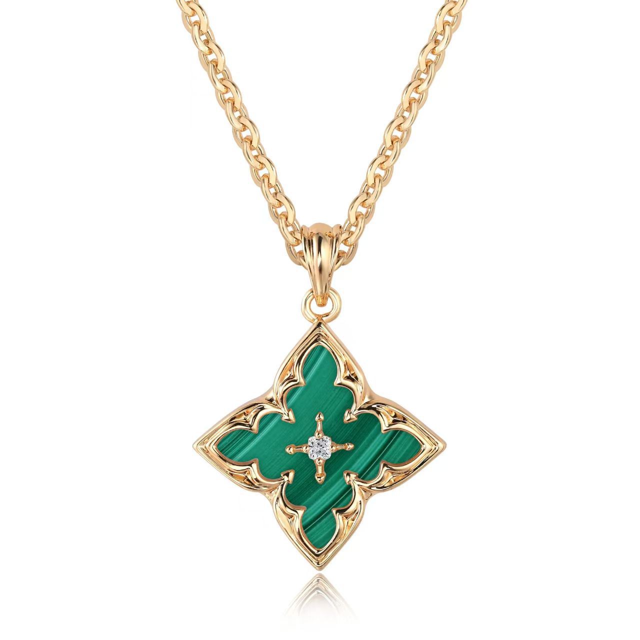 Brun Clover Anhengshalskjede | Gull
