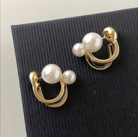 Double Perle Statement Øredobber