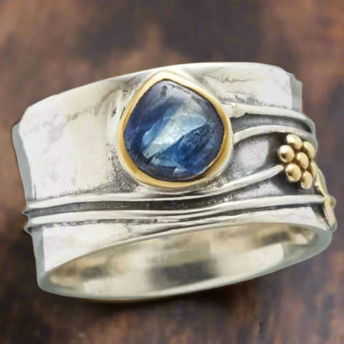 Sølv og Gull Bezel Aksent Ring