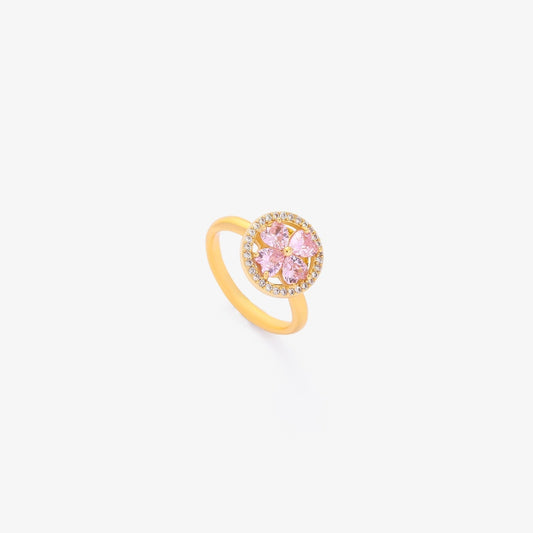 Rosa Hjerte Bloom Spinnende Ring | Gull