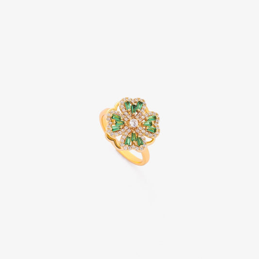 Smaragd Clover Spinnende Ring | Gull