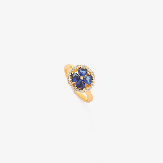 Safir Hjerter Spinnende Ring | Gull