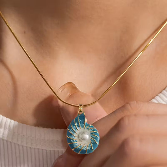 Seashell Perle Gull Halskjede