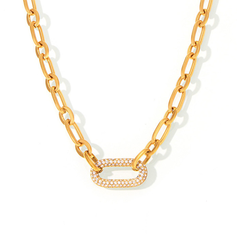 Paved Chunky Kjede Lenke Smykke Sett | Gull