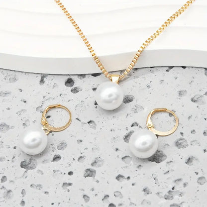 Gylden Grace Perle Smykke Sett | Gull