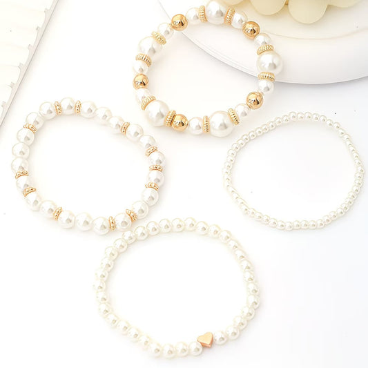 Perle Stacking Armbånd Sett av 4