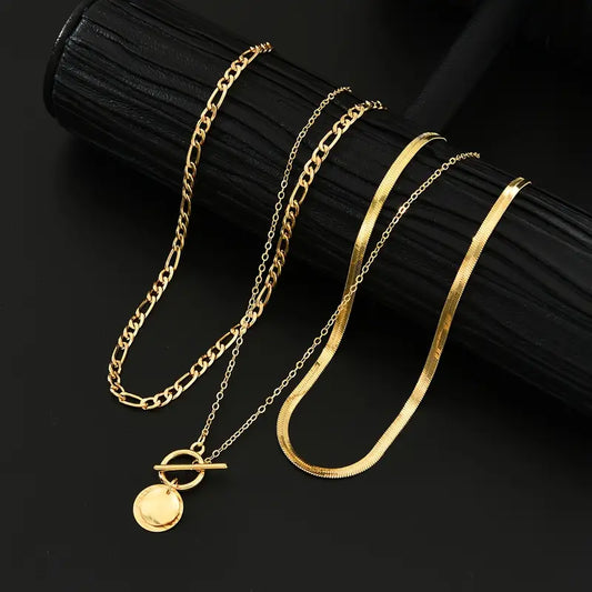 Savira Textured Coin Lagdelt Halskjede | Gull