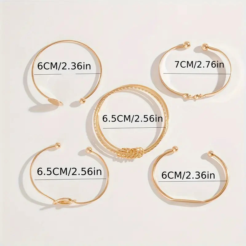 Knotted Elegance Armbånd Sett | Gull
