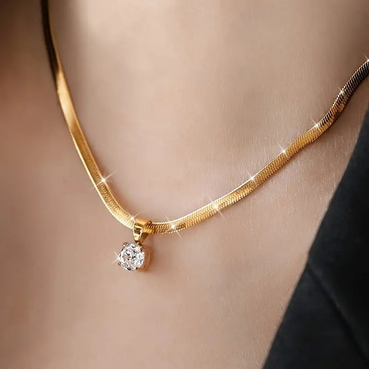 Elegant Rhinestone Anhengshalskjede | Gull