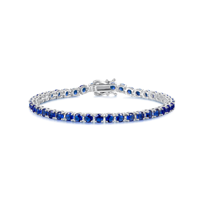 Safir Tennisarmbånd | Hvitt Gull