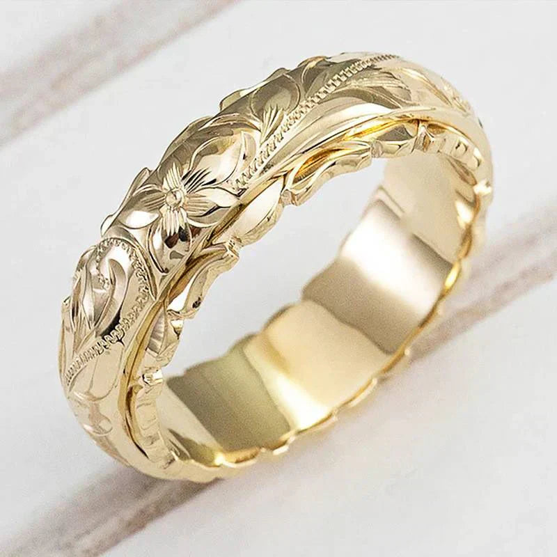 Antique Gull Blomst Ring | Gull